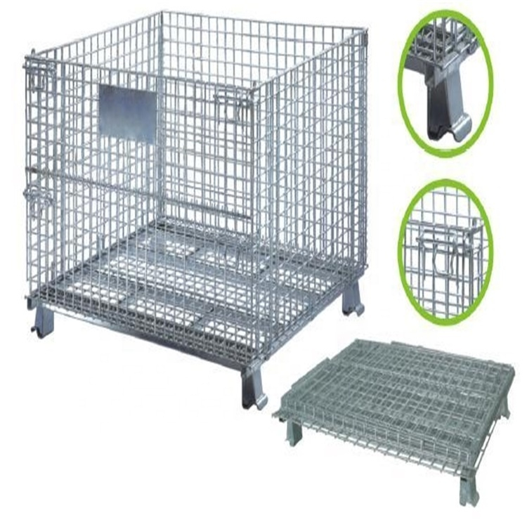 Heavy Duty Industrial Stackable Storage Cold-rolled Steel Foldable Wire Mesh Container