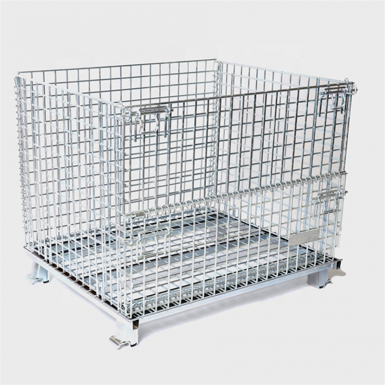 Heavy Duty Industrial Lockable Collapsible Warehouse Wire Mesh Container