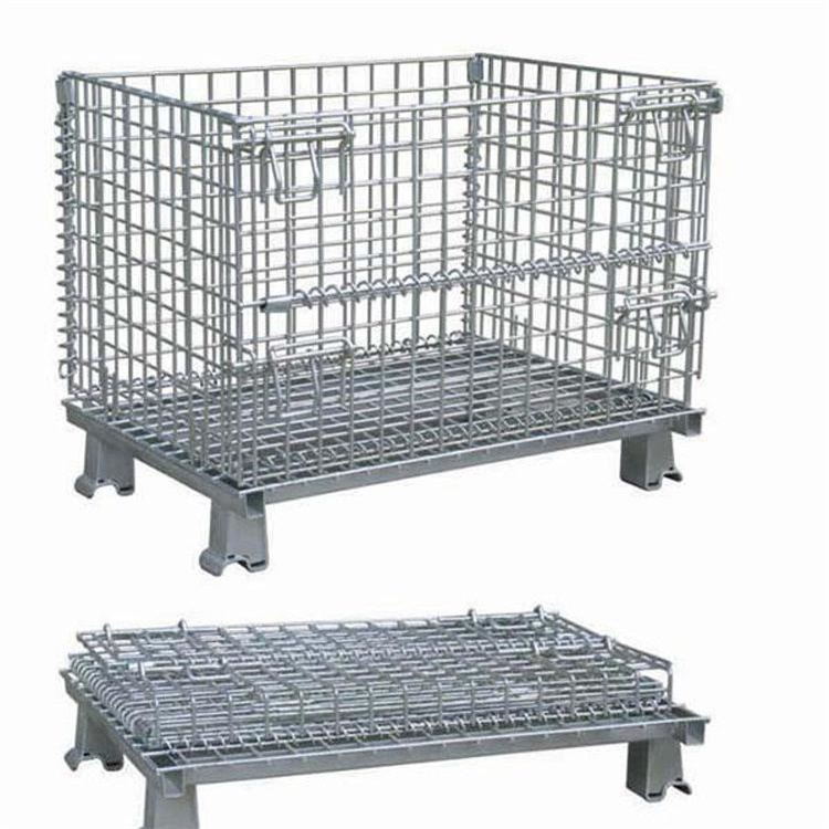 High Loading Capacity Galvanized Collapsible Industrial Stackable Storage Wire Mesh Container