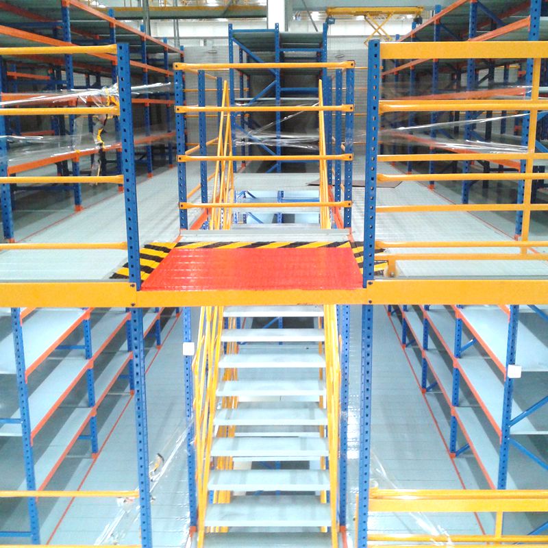 High Density Metal Storage System With Stairs Heavy Duty Mezzanine Racking